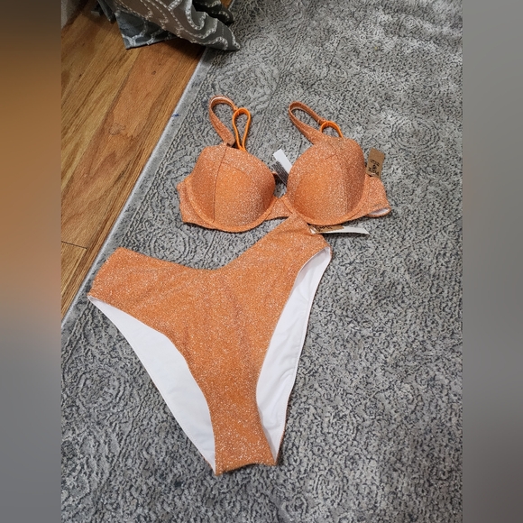 Victoria's secret sparkley Orange bikini set - Picture 1 of 3